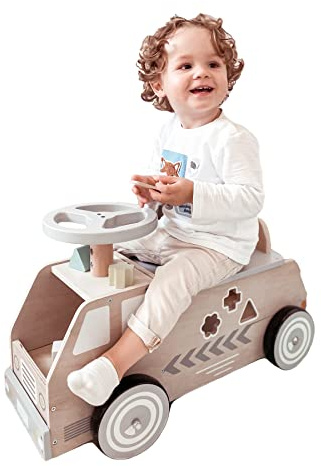 Mamabrum Kids Ride on Car for Toddler - Cars for Toddlers Age 2 Years Old - Toys with Steering Wheel & Blocks