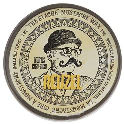Reuzel The Stache Mustache Wax - Strong Hold, Low Shine Beeswax - Tame and Train Unruly, Coarse Hair - Perfect for Creating Your Signature Style - Light Orange and Mint Scent - 28 g