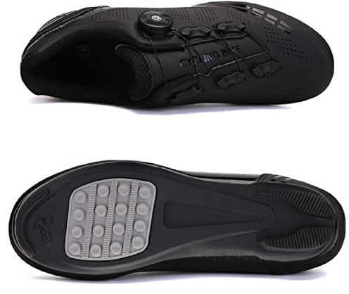 Scarpe da Bicicletta da Atletica Professionale Tacchetta da Uomo Ginnastica per Bici da Esterno Ciclismo MTB da Esterno Ginnastica Zapatillas De Ciclismo Suola in Gomma Nera 43