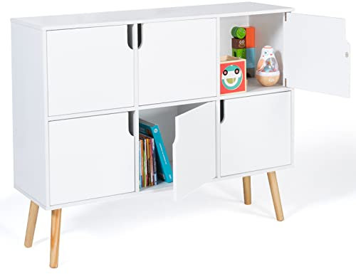 IDMarket - Libreria cubo per bambini in legno bianco con 6 scomparti EMMIE