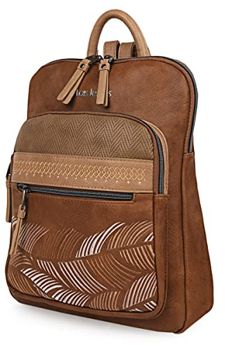 Lois - Mochila Mujer Mochilas Mujer Casual Moda de Marca Bolso Mochila Mujer Casual Cierre Cremallera y Asa y Tiras Ajustables. Bolso para Ipad, 310723, Color marron