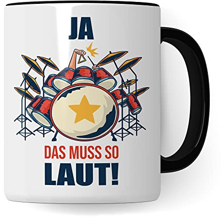 Schlagzeug Tasse - Musik Geschenk für Schlagzeuger Schlagzeugerin - Kaffeetasse Musiker Drummer - Instrument Geschenkideen Becher Drumset Drums Spruch Kaffeebecher