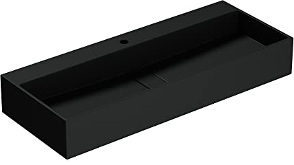 doporro Lavabo sobre encimera 100x40x14cm de diseño Colossum6028 lavabo en antracita de fundición mineral con 1 orificio para grifería