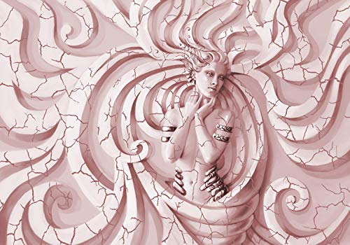 wandmotiv24 Fototapete Rosa Fantasy Stein Abstrakt, 300 x 210 cm - selbstklebende Strukturtapete, Wanddeko, Wandbild, Wandtapete, Vintage, Frau, Ornament M3622
