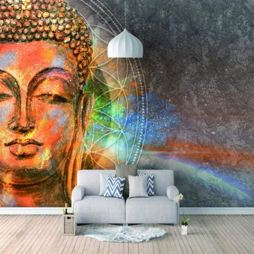 Papel Pintado 3D Estatua De Buda Pintada A Mano Retro Fotomurales 3D Tv Fondo Pared Dormitorio Murales Papel Tapiz Moderno