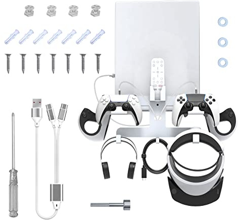 BeisDirect VR-Ständer VR Gaming Wandhalterung Für PSVR2 Full Series Storage Bracket Während der Speicherung Helm Griff Kopfhörer Für PS5 Handle Wall Storage Rack + Ladekabel