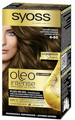 Syoss Oleo Intense Tönung 4-60 Goldbraun - Permanente Coloration ohne Ammoniak - Friseurergebnisse - Professionelle Grauabdeckung