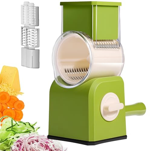 ZSMJAER Mandoline de cuisine manuelle,râpe à légumes manuelle polyvalente,Avec 3 lames de vegetable chopper en acier inoxydable,peut couper les pommes de terre,les carottes,les légumes,les noix,etc
