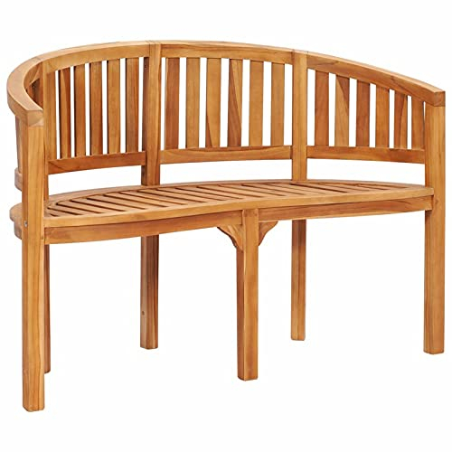 GuyAna Bananenbank 120 cm Massivholz Teak Sitzbank Holz Teck Gartenbank