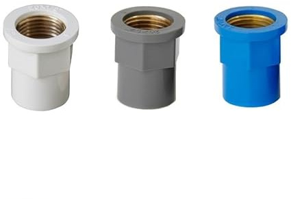 PVC Pipe Connector Metric 20,25,32mm Solvent Weld Socket to 1/2,3/4,1 Brass Female BSP Thread Pipe Fitting Joint Adapter (Color : Grey, Size : 32MM - 3I4 INCH_1 PCS)