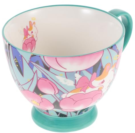 Cabilock Tasse à Café en Céramique avec Motif de Tasse à Poignée Verte pour Thé Et Café