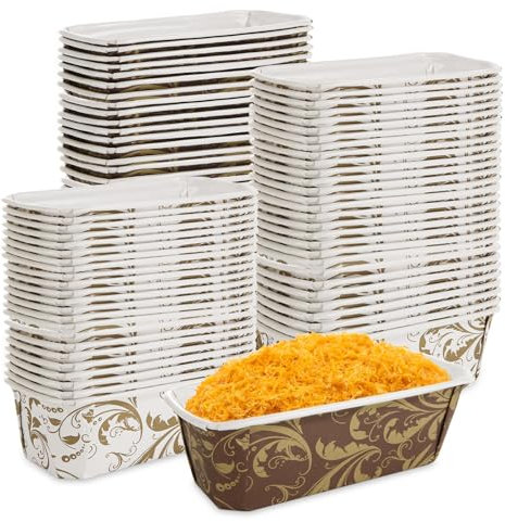RHBLME Teglia per pagnotta di carta, confezione da 100 teglie usa e getta, resistenti al grasso, adatte al microonde, al congelatore, adatte al forno, per cuocere pane, polpettone, torte e dolci