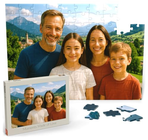 MyPuzzle Personalisiertes Puzzle mit eigenem Bild - 1000/500/200/100 Teile: Gestalte Dein individuelles Fotopuzzle für Geburtstage, Muttertag, Valentinstag & Hochzeiten - 100 Teile (Querformat).