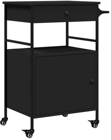 vidaXL Küchenwagen Schwarz 56x43x89,5 cm Holzwerkstoff