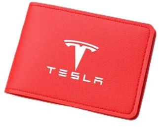 ZUMAHA Geldbörsen Ausweis Kartenhüllen Geldklammern Scheckbuchhüllen Portmonee für Tesla Model 3 Model Y Model S Model X Damen Herren Gift Zubehör,Redstyle