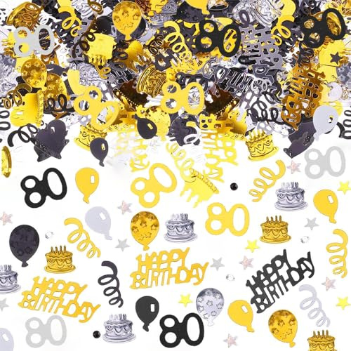 AIVEKE Konfetti 80. Geburtstag Deko - Happy Birthday - Partydekoration Tischdeko Streudeko für Jubiläen, Geburtstage, Partys
