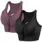 dowskwx 2 Pezzi Reggiseno Sportivo Donna Alto Impatto Cerniera Frontale, Push Up Sport Bra Reggiseni Sportivi Senza Ferretto Senza Cuciture con Imbottito (Nero Viola, M)