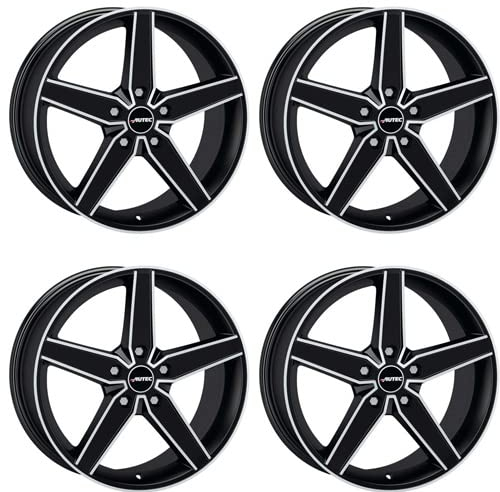 4x AUTEC Felgen Alufelgen DELANO 8.0x18 ET42 5x112 Schwarz matt poliert kompatibel mit Skoda Octavia Superb Yeti Kodiaq Karoq Enyaq