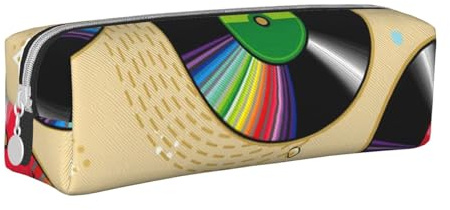 YWSOTRE Disques vinyles, Trousse à Crayons, étui à stylos, Sac à Crayons en Cuir Portable avec Pochette à cosmétiques à Fermeture éclair
