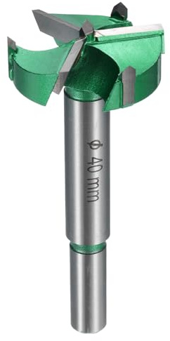 sourcing map Forstnerbohrer, 40 mm, Hartmetall, verbessert, 3 Rillen, Holzscharnierbohrer, Öffner, Schneider für Lochbohrungen, Holzbearbeitung, Grün