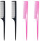 WeddHuis 4 PCS Pettine A Coda Di Alta Qualità Pettine Professionale Antistatico per Parrucchieri Pettine Styling Fibra Carbonio Calore Antistatico Resistente Pettine Coda