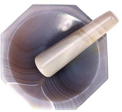 Robustes Gewürzmühlen-Set aus natürlichem Achat, Mörser- und Mahlwerk, handgeführte Gewürzmühlen, Mörser und Stößel zum Mischen von Knoblauch und Pfeffer, Küchenwerkzeug, einfach u