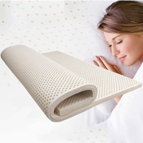 WKXTECZT Natural Latex Matratze, Matratze Topper 100% Natürlicher Latexboden Schlafpadbett Tatami Matte Mit Baumwollabdeckung,15cm,190x180cm