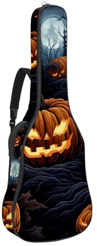 Bassgitarrentasche mit Kunst Halloween Kürbis 55, Akustikgitarrentasche 101,6 cm E-Gitarrenkoffer, wasserdichte Oxford E-Gitarre Gigbag für akustische klassische Gitarre, Ukulele,