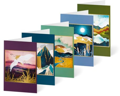 Unicef Geburtstagskarten Set (10 St., 5 Motive) mit Umschlägen - Moderne Landschaften Spendenkarten Premium Klappkarten inklusive Briefumschlag - hochwertige Grußkarten 17,5 x 11,7 cm