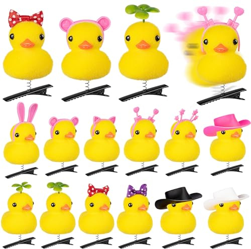 12 Pcs Duck Hair Clips, Cute Festival Rave Sprouts, Yellow Duck Hairpin Accessorie for School Home Party Props