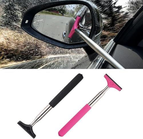 Fokroin 2 Piezas Raclette Vitre Voiture, Essuie-Glace de Rétroviseur de Voiture, Essuie-Glace de Rétroviseur Rétractable, Rétractable la Longueur D'expansion Est Jusqu'à 98 CM Mini Accessoires Voiture