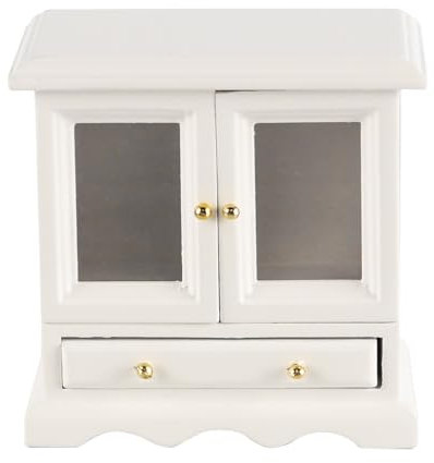 FONGKNOX Bibliothèque de Maison de poupée avec Double Porte, Meubles Miniatures, échelle 1/12, Maison de poupée, Armoire Miniature, Maison de poupée en Bois, Meubles, décoration, Accessoires, Blanc