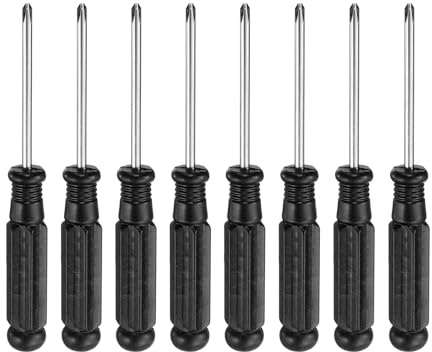 sourcing map Lot de 8 mini tournevis cruciformes PH00 #00 de 9,1 cm de long en acier au carbone avec poignée ergonomique pour réparation de bricolage, noir