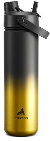 POWCAN 26 oz Insulated Water Bottle with 2-in-1 Straw and Spout Lid, Keep Cold 24H, Leak-Proof, Fits in Car Cup Holder, Stainless Steel Water Bottle for Sports, Travel, Gym, and School (King)