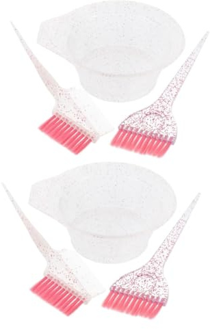 WRITWAA 2 Juegos Tinte De Cabello y Juego De Cepillado De Platos Bochas Bol Tazón De Tinte Tazón y Cepillo Para Teñir El Cabello Teñido Color De Pelo De Salón Rosa El Plastico