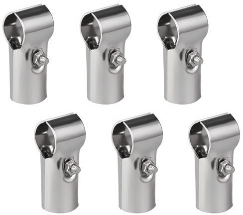 6 Stück T-Rohrverbinder 25mm, Strukturelle Rohrverbinder Kettenglied Zaun Klemme Verstellbare Edelstahl-Zaunklemme mit Schrauben Muttern für Maschendrahtzaun und Geländer