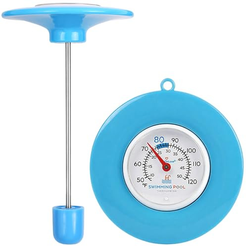 Schwimmendes Poolthermometer, leicht ablesbar, keine Batterie erforderlich, IPX6 wasserdichte 304 Edelstahlsonde für Pool, Teich, Whirlpool und Badewassertemperatur