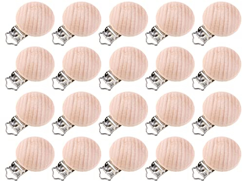20 Stück Holz-Clips, Pflegezubehör, Buche-Clips, Kaubare Beißklammern, Ketten, Baby-Beißring