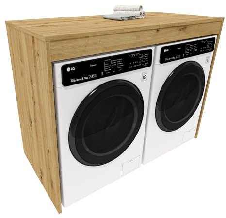 möbelkap Waschmaschinenumbau | Moderner Badschrank für Waschmaschine & Trockner | Platzsparender Schrank für Badezimmer & Hauswirtschaftsraum | Eiche Artisan