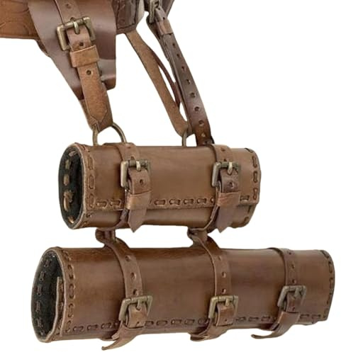 Lianxiaoou Mittelalterliche Double Wrap Schwert Taillenhalter, Mittelalterliche Renaissance Ritter Schwert Gürtel Frosch Dolch Cosplay Kostüm Zubehör, Outdoor Fechten Party Bühne Requisiten,Braun