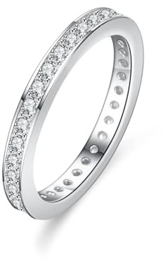Whoiy Trauring Platin 950, Verlobungsring Echtgold Ewigkeit mit Moissanite Bandring Gold Damenring Gr. 58 (18.5)