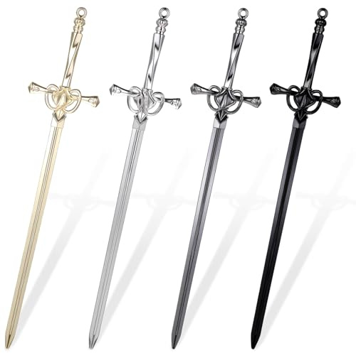 MBAIYO 4 Pack Letter Openers, Sword Letter Opener with Ergonomic Handle Fancy Decorative Envelope Slitter Mail Opener Tool for Home Office Desk