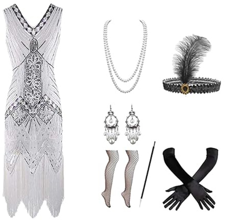 20er Jahre Kostüm Damen-Kleider Damen mit 1920er Accessoires 20er Jahre Kostüm Flapper Kleid Fasching Karnevalskostüme S-5XL