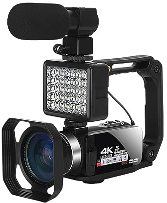 Caméras Vidéo UHD 4K Vlogging WiFi Streaming en Direct Webcam Caméscope Numérique Extérieur Enregistreur De Blogueur Portable Prend Netteté Fluidité(No SD Card,4)