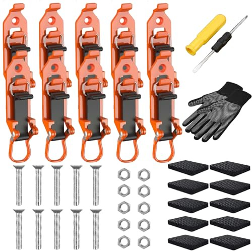 Heavy Duty Metal Rubber Shovel Mount Kit, 10Pcs 2026 Universal Shovel Holder for Truck, Multi-Functional Quick Release Axe Hold, Easy to Install, Boats Military Equipment Overlanding Gear (10, Orange)