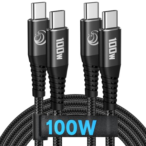 Cable USB C, [2m/Lot de 2] Charge Rapide, PD 100W QC 3.0 Cable USBC vers USB C Charge Nylon pour iPhone 17 16 15 Pro Max, iPad MacBook Air, Câble Chargeur USBC pour Samsung Galaxy S25 S24