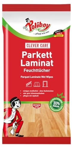 Einwegtücher Poliboy Parkett Laminat Feuchttücher 8 x 15 Tücher Pflegt und schützt, schnelle und streifenfreie Reinigung