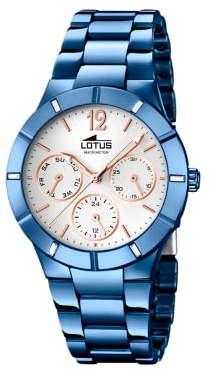 LOTUS Montre Femme Analogique Acier Inoxydable 316L Bleu - Quartz Multifonction - Verre Minéral Haute Résistance - Étanche 5 ATM - Calendrier - Special Prices 18250/1