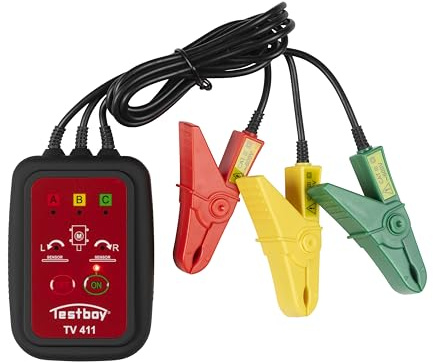 Testboy TV 411 kontaktloser Drehfeld- und Rotationstester (schnell zu erfassende LED-Anzeige, integrierter Rotationstester, kontaktlose Messung), Rot/Schwarz