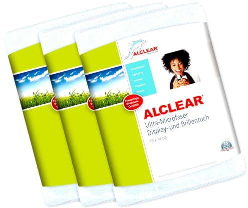 ALCLEAR PREISVORTEIL 3er SetALCLEAR Display Spezialtücher (weiß) aus Ultra-Microfasern für Apple iPhone, iPod, iPad und andere Touchscreen Geräte v. Nokia, Samsung, HTC, Blackberry, LG, Motorola etc. (Tücher)